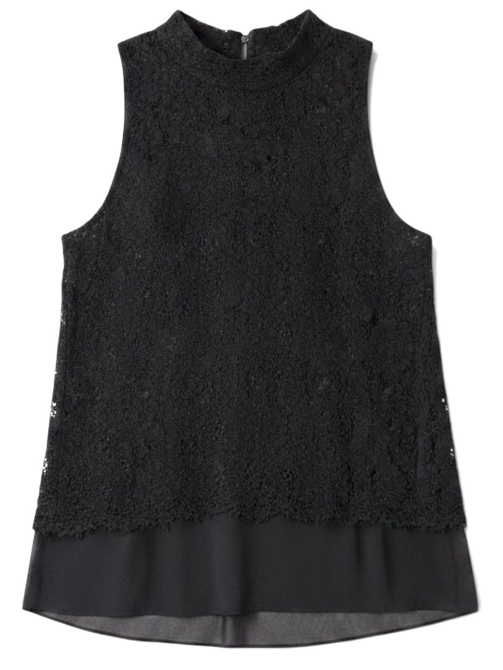 White House Black Market Black Lace Sleeveless Blouse Size 12 EUC
